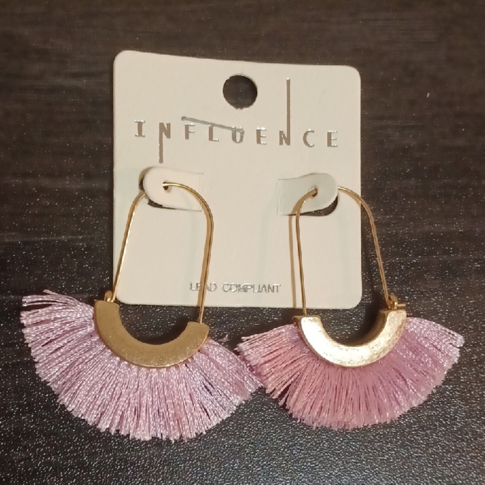 Influence Pink and Gold Fringe Earrings
